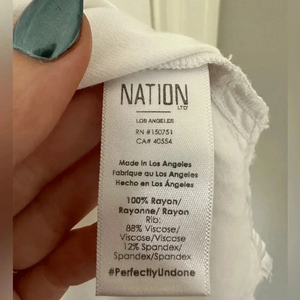 Nation LTD June Sateen V Neck Top in White - Picture 6 of 8
